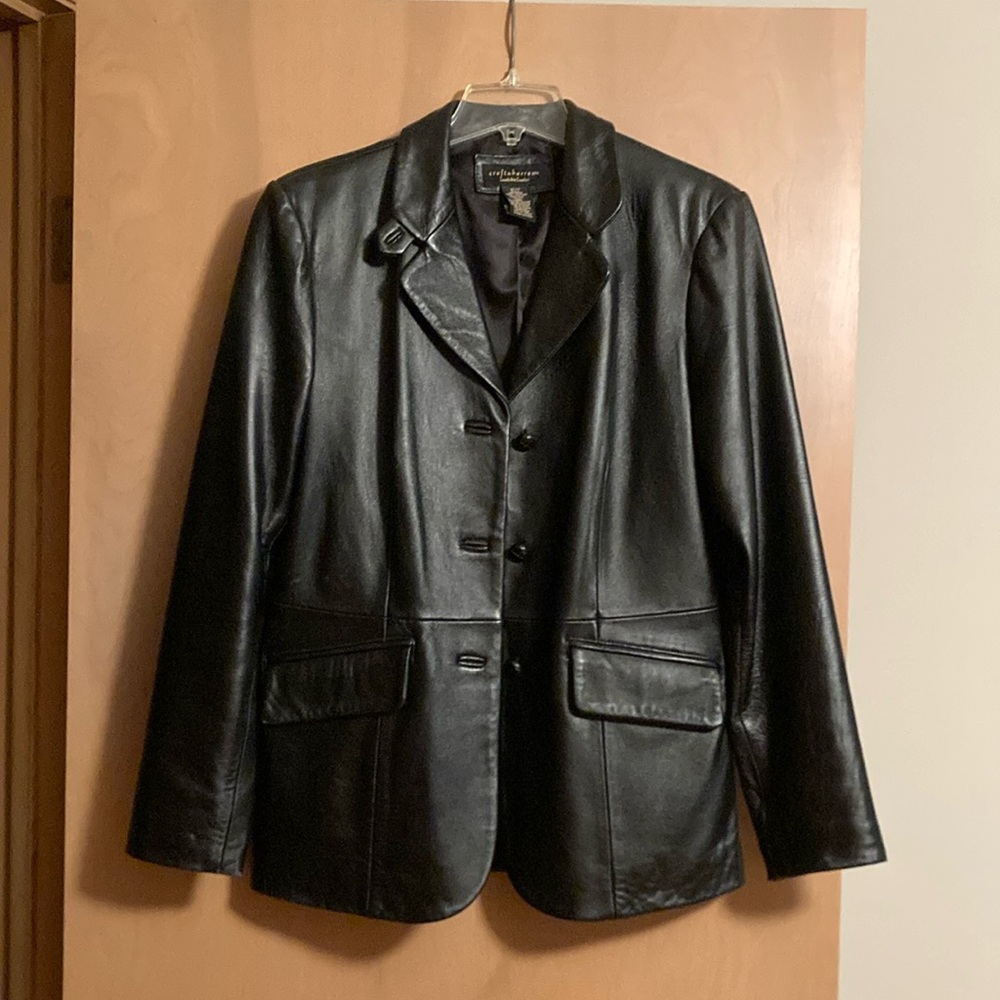 Women’s Black Leather Blazer